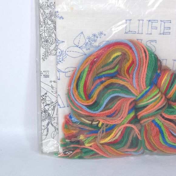 Vintage Bucilla Life Is Fragile Cross Stitch Kit 3635 Needlecraft Sampler‎ Linen - Picture 10 of 11